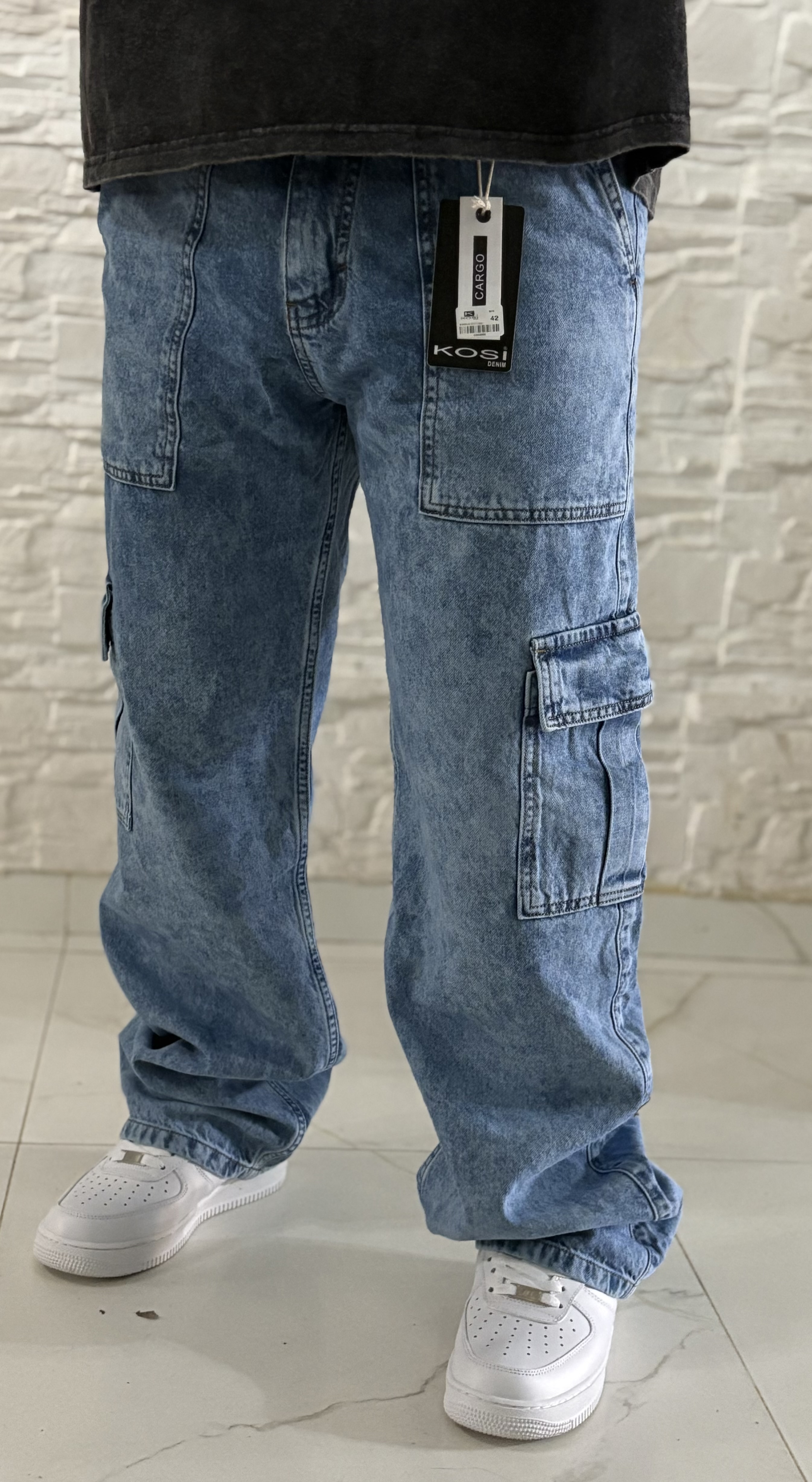 Jeans cargo - celeste 
